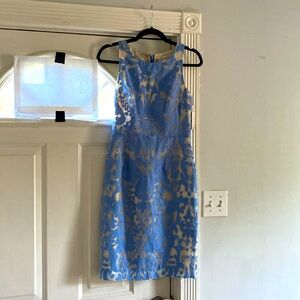 NWT KATHERINE KELLY blue lace sheet lined spring dress size 2